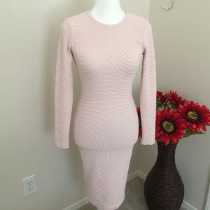 BEBE Textured Midi Dress Color: PINK SALT